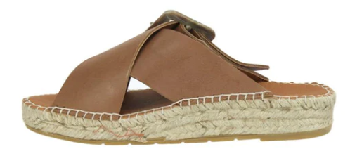 Woman Wearing Estilo Emporio Shoes Husk Tan Slide - Shoes LUXAMORE