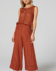 Woman Wearing Estilo Emporio Tropez Pant - Rust - Pants LUXAMORE