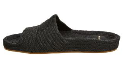 Woman Wearing Estilo Emporio Woven Jute Slide - Black last pair size 38 - Shoes LUXAMORE
