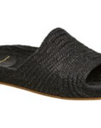 Woman Wearing Estilo Emporio Woven Jute Slide - Black last pair size 38 - Shoes LUXAMORE